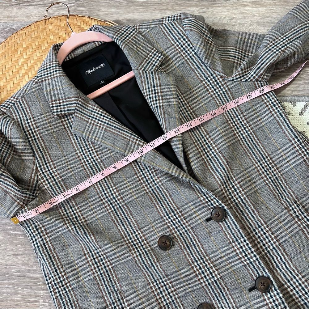 Madewell Caldwell Double-Breasted Blazer in Menswear Plaid women’s size M - Picture 4 of 7